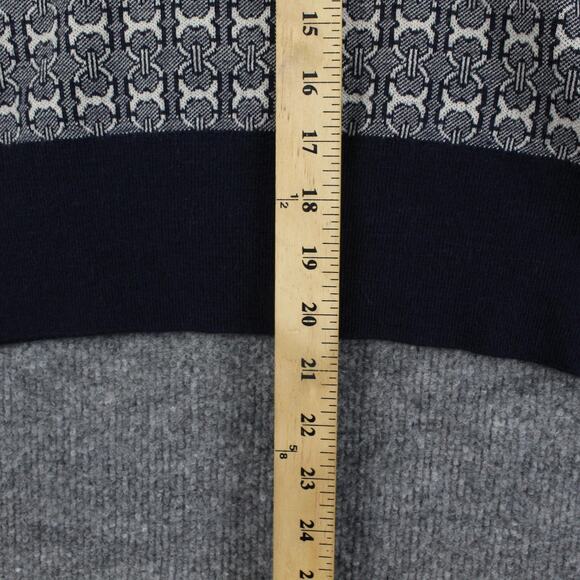 Tory Burch Sweater Medium Turtleneck Chain Link Wool Blend Navy Luxury Winter - Picture 10 of 12